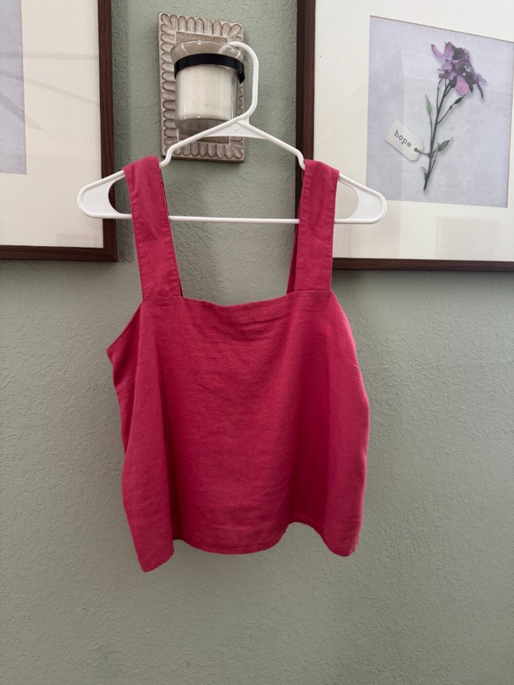 Banana Republic XS Coral Pink Linen Blend Square Neck Tank Top Relaxed Fit